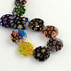 Flat Round Handmade Millefiori Glass Beads Strands X-LK-R004-62-2
