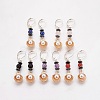 Natural Mixed Gemstone and Non-Magnetic Synthetic Hematite Leverback Earrings EJEW-JE02818-1