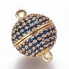 Brass Micro Pave Cubic Zirconia Magnetic Clasps with Loops ZIRC-L075-49C-2
