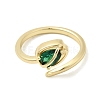 Brass Micro Pave Cubic Zirconia Cuff Open Rings for Women RJEW-L343-01G-03-4