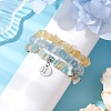 3Pcs 3 Styles Natural Citrine & Flower Amazonite & Aquamarine Aventurine Chips Stretch Bracelets Sets BJEW-JB11076-05-3