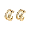 Two-layer C-Shaped Brass Micro Pave Clear Cubic Zirconia Cuff Earrings EJEW-L316-01G-04-4
