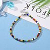 Opaque Glass Seed Beads Anklets AJEW-AN00325-4