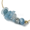 Natural Aquamarine Chips Braided Bead Bracelets BJEW-JB09851-03-3