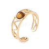 Natural Gemstone Half Round Open Cuff Ring RJEW-B039-04G-5