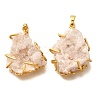 Electroplated Natural Druzy Agate Pendants G-K338-45G-04-1
