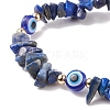 Natural Lapis Lazuli Chips & Resin Evil Eye Braided Bead Bracelet BJEW-JB08495-03-4