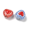 Heart Pattern Handmade Porcelain Enamel Beads X-PORC-G016-03-2