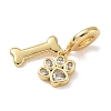 Brass Pave Clear Cubic Zirconia European Dangle Charms KK-D502-12G-2