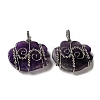 Natural Amethyst Copper Wire Wrapped Pendants G-K338-07P-01-1