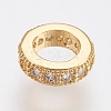 Brass Micro Pave Cubic Zirconia Rondelle Wheel European Beads LS-ZIRC-F083-094G-RS-1