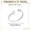 1Pc Letter Brass Rhinestone Open Cuff Rings for Women AJEW-LP0004-47E-S-2