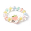 Bead in Bead Transparent Acrylic Pumpkin Beads Stretch Bracelet for Kid BJEW-JB06584-5