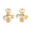 Brass Micro Pave Clear Cubic Zirconia and Enamel European Dangle Charms KK-T079-73G-1