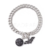 Halloween Alloy Enamel Bat and Dyed Synthetic Turquoise Pumpkin Charm 304 Stainless Steel Bracelet Sets BJEW-JB12446-03-2