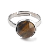 Half Round Natural Tiger Eye Finger Rings RJEW-M062-01P-25-2