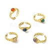 Natural Gemstone Horse Eye 304 Stainless Steel Cuff Open Rings for Women RJEW-JR01066-3