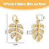 DICOSMETIC 16Pcs 2 Colors Brass Micro Pave Clear Cubic Zirconia Charms ZIRC-DC0001-23-2