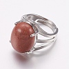 Natural & Synthetic Gemstone Wide Band Finger Rings RJEW-K224-A-2