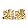 Ion Plating(IP) 304 Stainless Steel Textured Square Ear Studs for Women EJEW-P234-05G-1