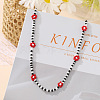 Bohemian Daisy Flower Glass Seed Beaded Necklaces with Alloy End Chains FS-WGC49A6-05-1