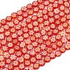 Handmade Millefiori Glass Flat Round Bead Strands LK-P010-02-1