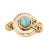 Brass & Natural Shell & Synthetic Turquoise Magnetic Clasps KK-C066-21G-1