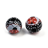 Painted Wood European Beads WOOD-F017-04C-2