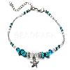 Synthetic Turquoise Chips Beads Anklets WGE754A-01-2