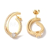 Brass Micro Pave Clear Cubic Zirconia Stud Earrings for Women LS-EJEW-A110-04G-3