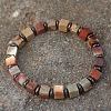 Cube Natural Shoushan Stone & Synthetic Non-magnetic Hematite Beads Stretch Bracelets for Women Men PF6426-2-1