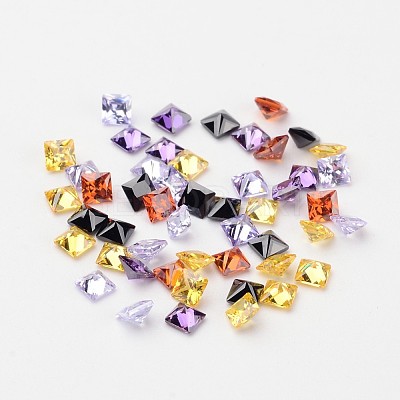 Mixed Grade A Square Shaped Cubic Zirconia Pointed Back Cabochons X-ZIRC-M004-3x3mm-1