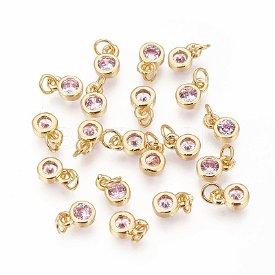 Brass with Single Cubic Zirconia Charms LS-ZIRC-F095-03G-03-1