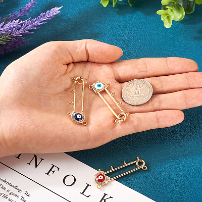 3Pcs 3 Colors Rack Plating Brass Micro Pave Cubic Zirconia Brooch Finding KK-TA0001-32-1