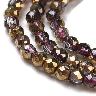 Transparent Electroplate Glass Beads Strands GLAA-H021-01A-HP07-1