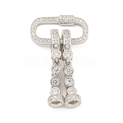 925 Sterling Silver Micro Pave Clear Cubic Zirconia Fold Over Clasps STER-U001-07P-1