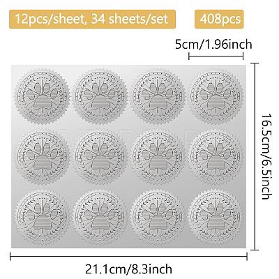 34 Sheets Silver Foil Embossed PET Picture Sticker DIY-WH0528-019-1