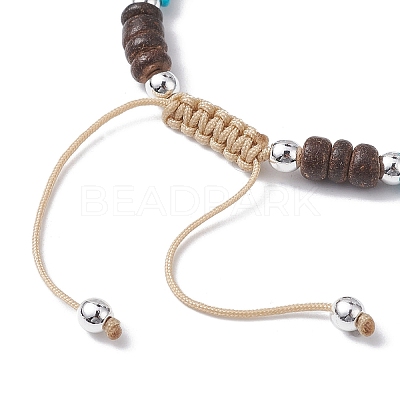Coconut Braided Bead Bracelets BJEW-JB10078-02-1