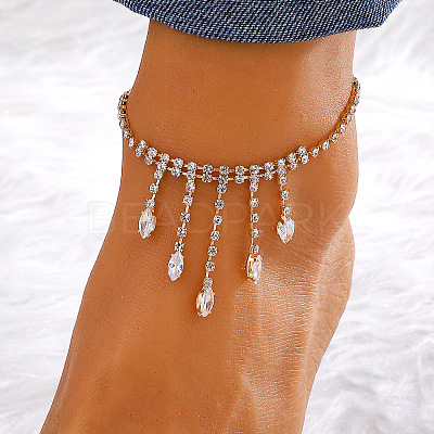 Brass Crystal Rhinestone Tennis Anklets for Wome FS-WGAF92D-09-1