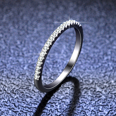 Rhodium Plated 925 Sterling Silver Micro Pave Cubic Zirconia Plain Band Rings WGF7D9C-20-1