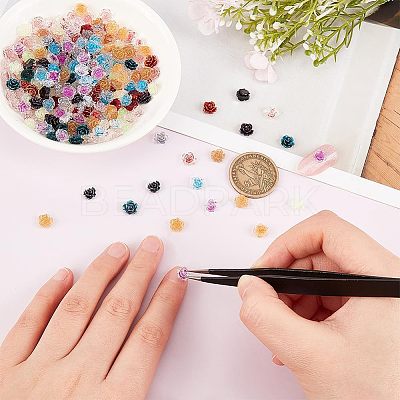 240Pcs 12 Style Camellia Transparent Resin Cabochons MRMJ-OC0003-41-1