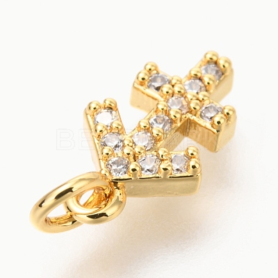 Brass Micro Pave Clear Cubic Zirconia Charms ZIRC-O036-30G-F-1