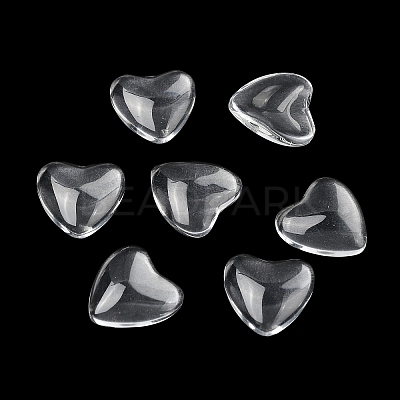 Transparent Glass Heart Cabochons GGLA-R021-16mm-1