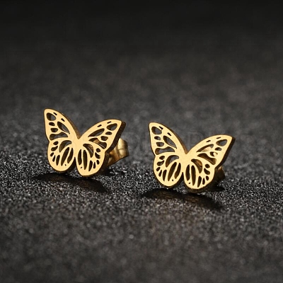 304 Stainless Steel Stud Earrings with 316 Surgical Stainless Steel Pins PW-WG57925-01-1