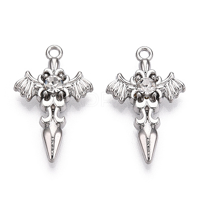 Alloy with Rhinestone Pendants X-PALLOY-N176-12P-NR-1