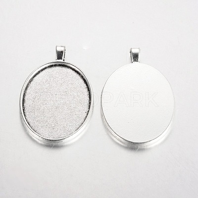 Oval Tibetan Style Alloy Big Pendant Cabochon Settings PALLOY-K109-05AS-RS-1