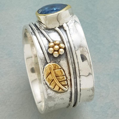 Teardrop & Flower & Leaf Pattern Alloy with Glass Finger Rings FS-WG58DE6-05-1