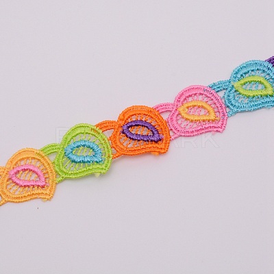 Heart Embroidered Polyester Ribbon OCOR-WH0060-04-1