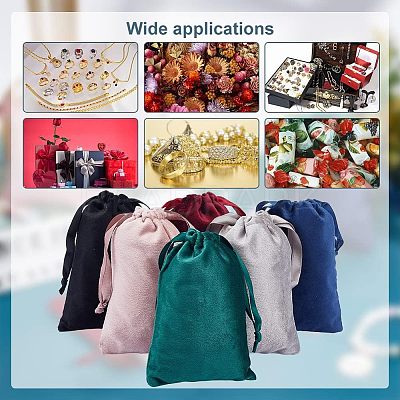 24Pcs 6 Colors Velvet Jewelry Drawstring Bags TP-HY0001-05B-1