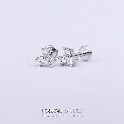 Stainless Steel Micro Pave Clear Cubic Zirconia Cartilage Earrings for Women Men WG126FA-15-1